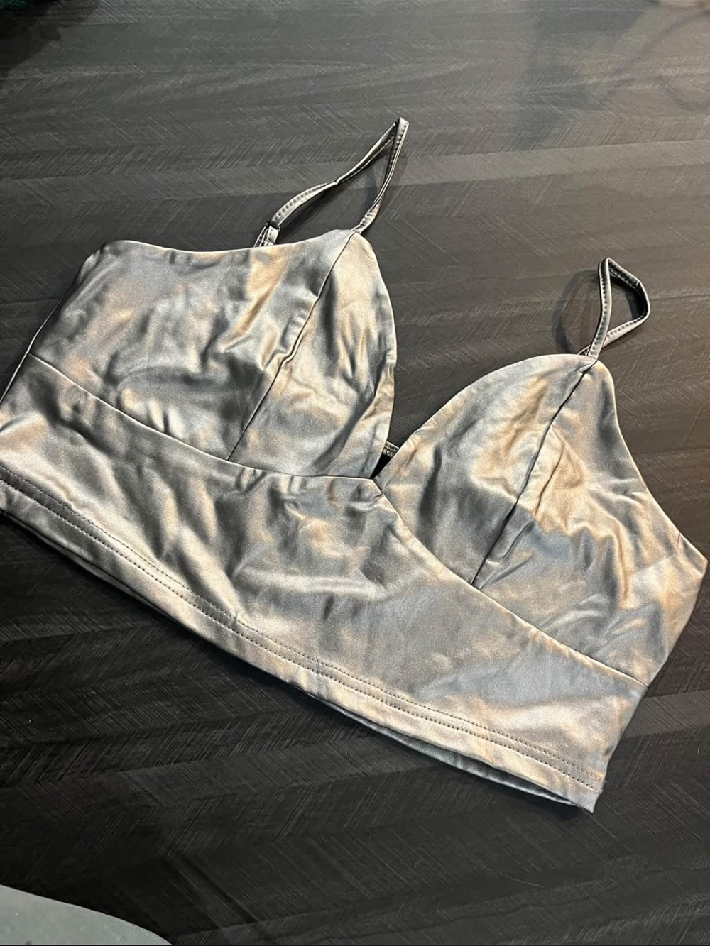 SHEIN Silver Satin Bralette